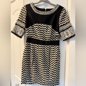Matthew Williamson black & white chevron beaded dress